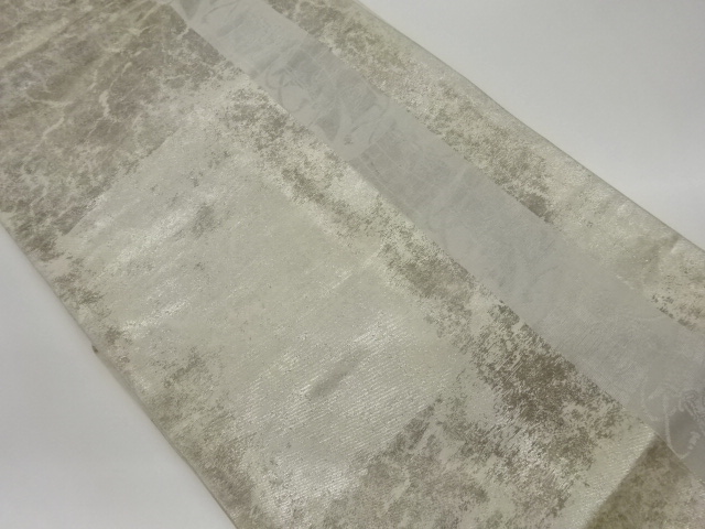 リサイクル　引箔縞に几帳模様織出し名古屋帯